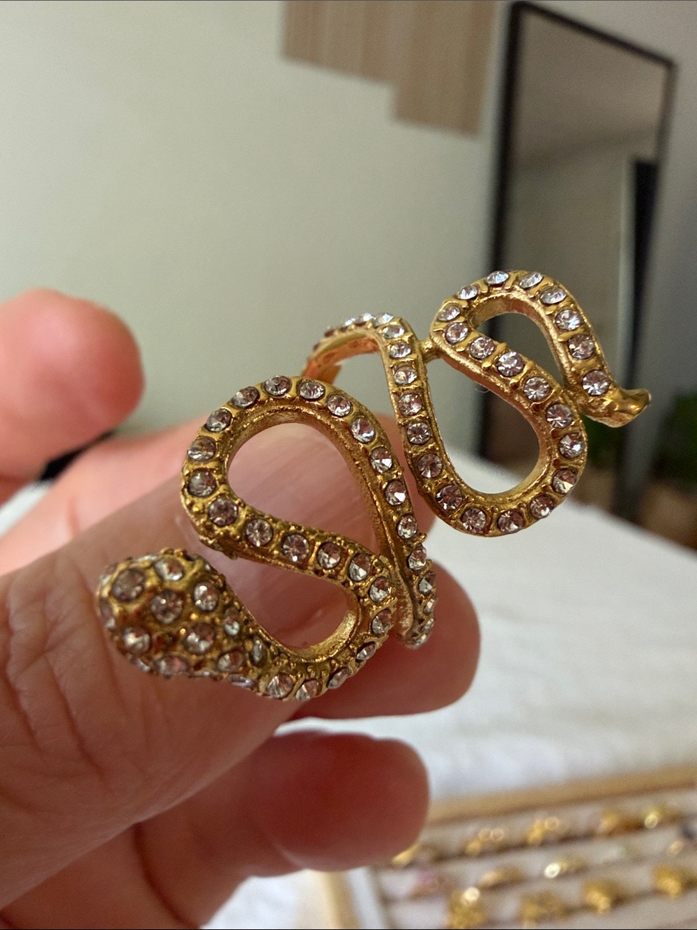 Gold Filled Crystal Snake Statement Ring